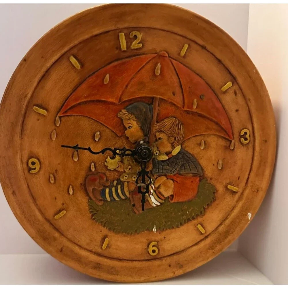 Hansel & Gretel Fairytale Ceramic Wall Clock Vintage 1976 from Germany by Lynn